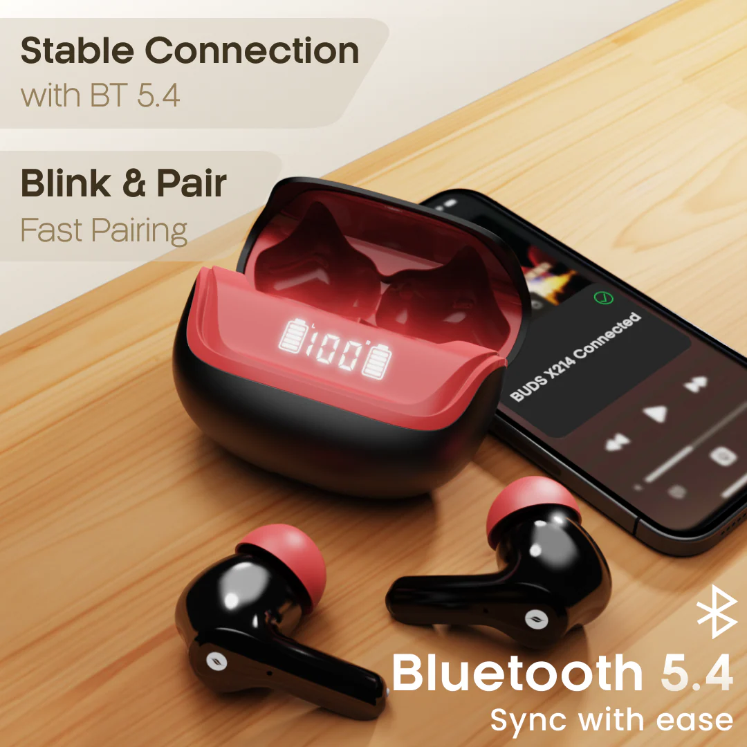 Leaf Buds X214 Wireless Earbuds (Black Blood) - Image 6
