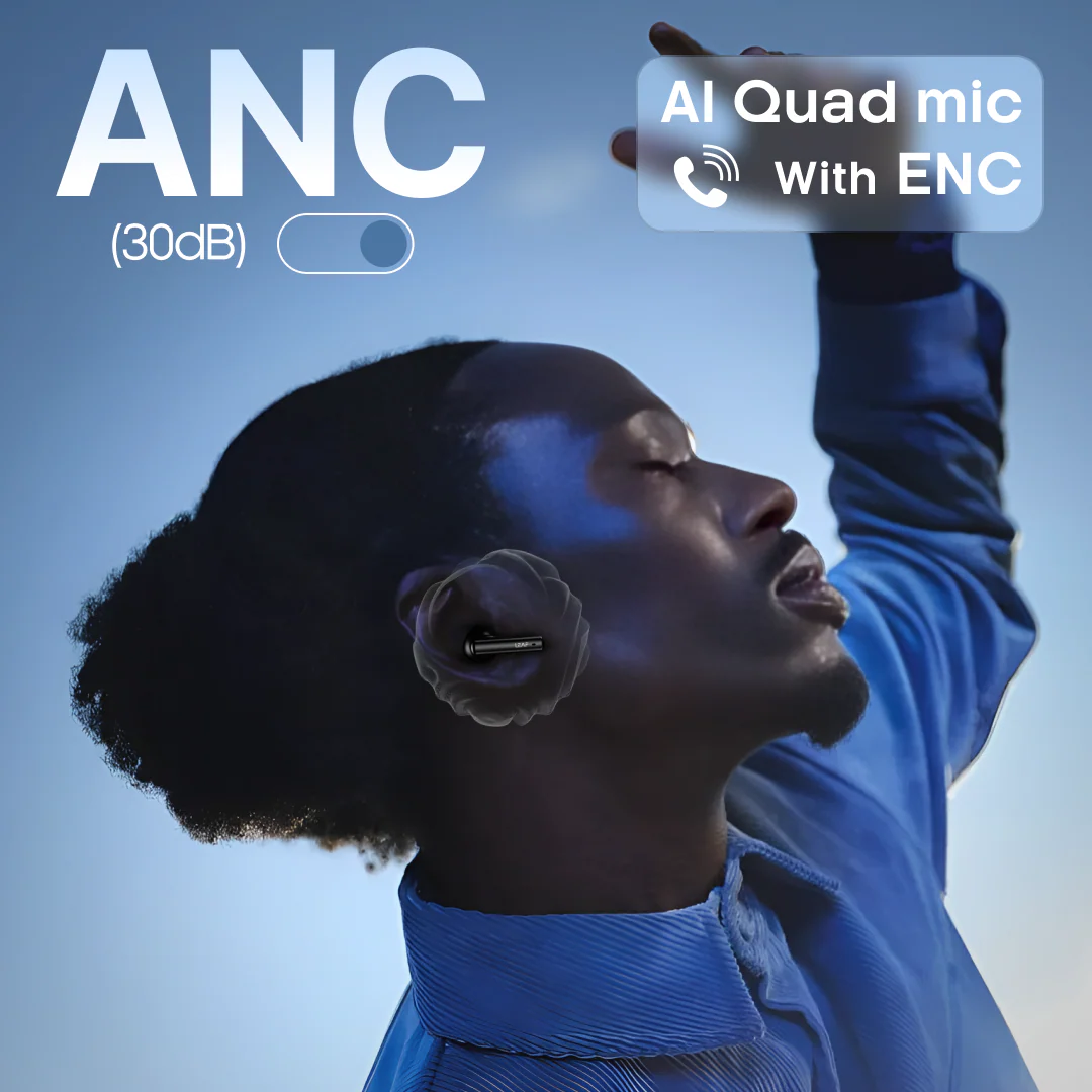 Leaf Buds X514 Wireless Earbuds with ANC & Dual Pairing (Carbon Black) - Image 4