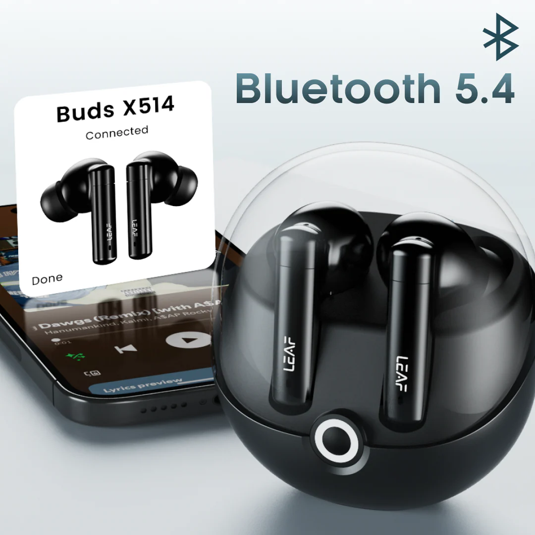 Leaf Buds X514 Wireless Earbuds with ANC & Dual Pairing (Carbon Black) - Image 7