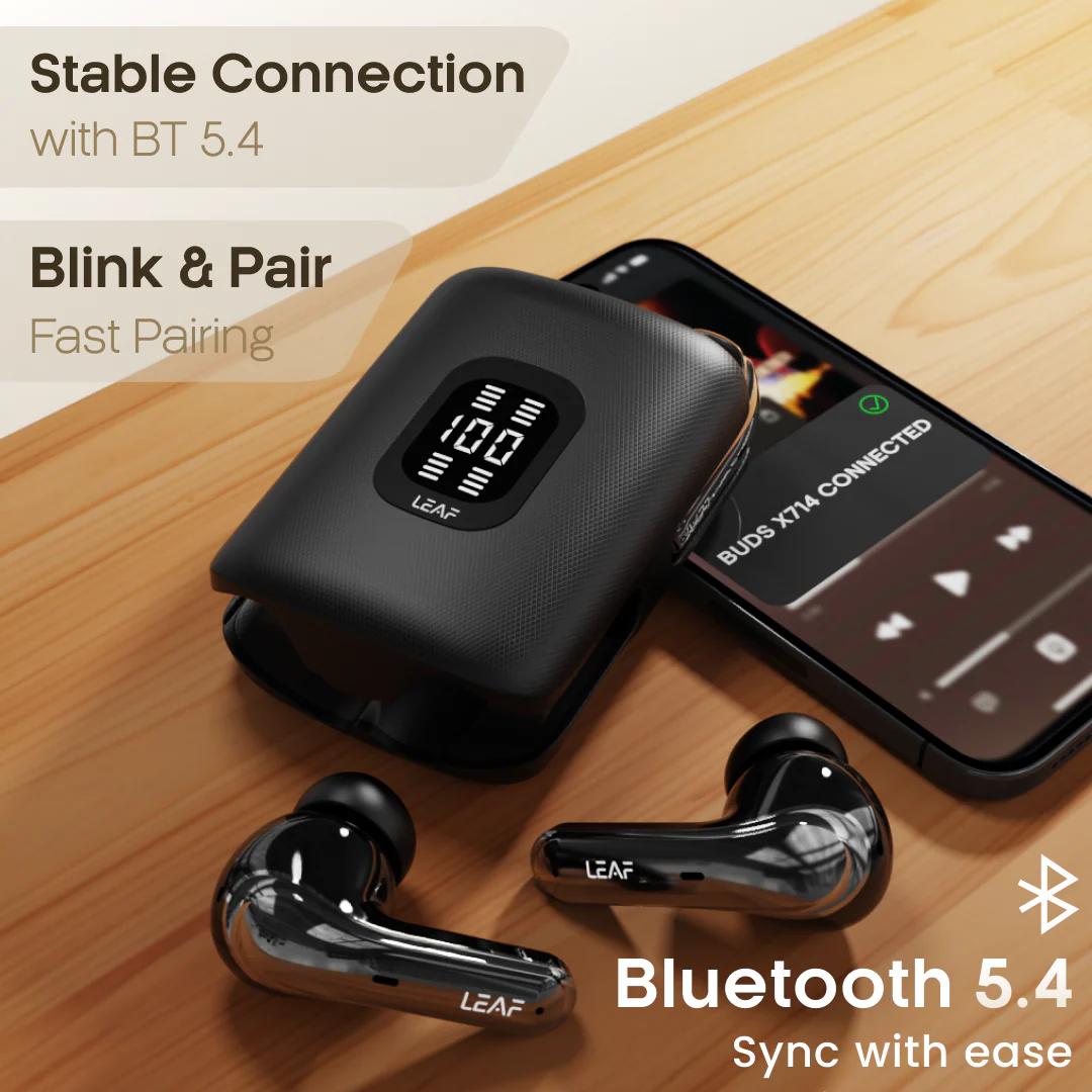 Leaf Buds X714 Wireless 4-In-1 Earbuds with ANC (Carbon Black) - Image 7